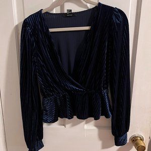 Navy blue velvet top